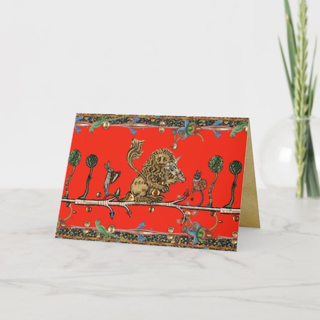 Cartes Pour Fêtes Annuelles Violoniste Lion, Hare (Devant)