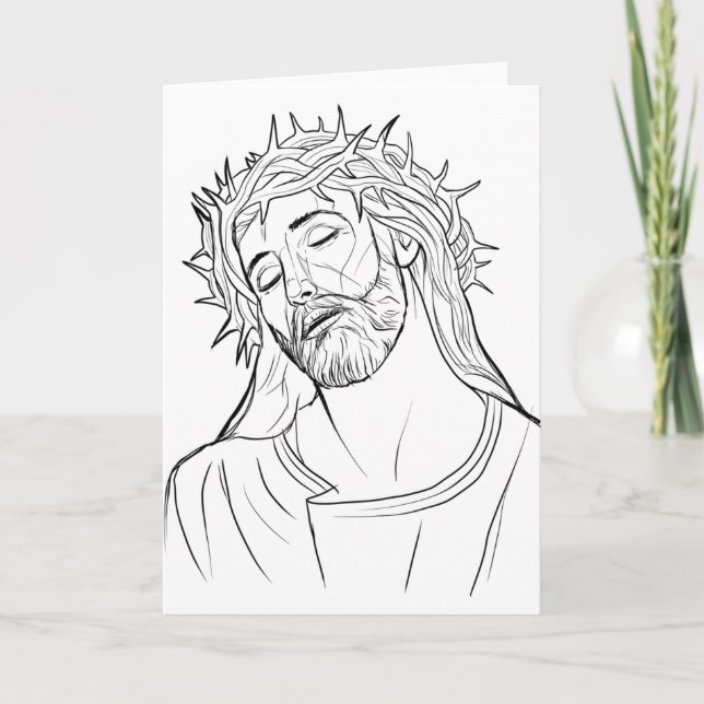 Cartes Pour Fêtes Annuelles Visage de la couronne de Jésus des épines (Devant)
