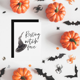 Cartes Pour Fêtes Annuelles Visage de sorcière au repos   Joy Halloween   Cita