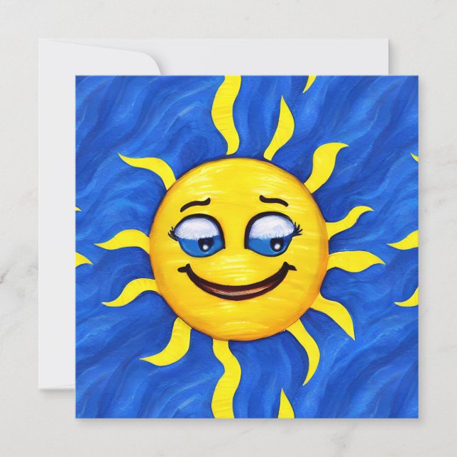Cartes Pour Fêtes Annuelles Visage souriant Soleil ensoleillé (Devant)