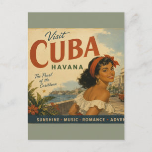 Cartes Pour Fêtes Annuelles Visite Vintage Cuba Voyage - Salutations de La Hav