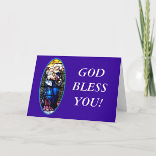 Cartes Pour Fêtes Annuelles Vitrail de Jésus et Marie