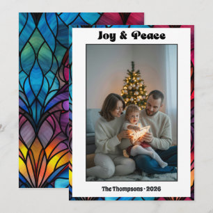Cartes Pour Fêtes Annuelles Vitrail Joie & Paix Photo de Noël