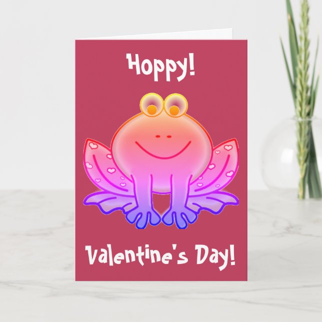 Cartes Pour Fêtes Annuelles Viva Magenta Funny Frog Valentines Jour (Devant)