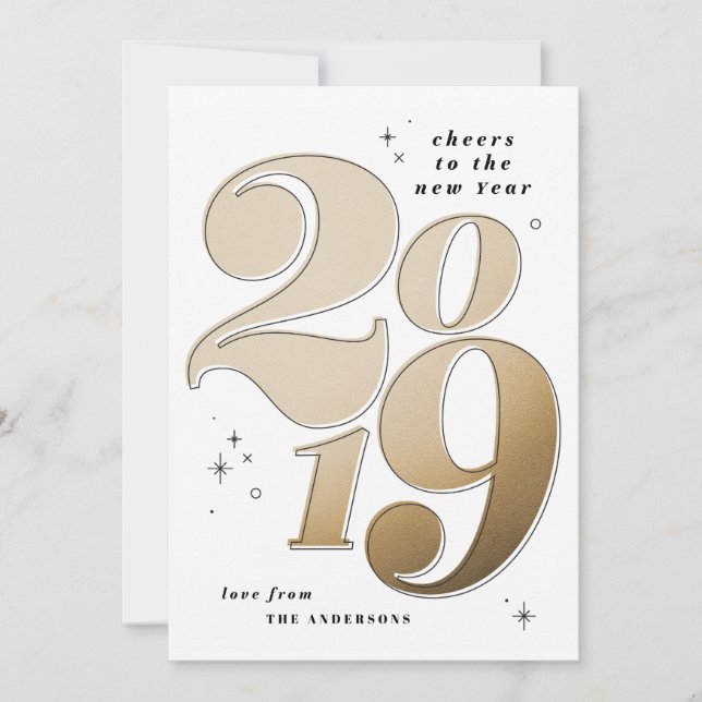Cartes Pour Fêtes Annuelles Vive la nouvelle année or gras 2019 (Devant)