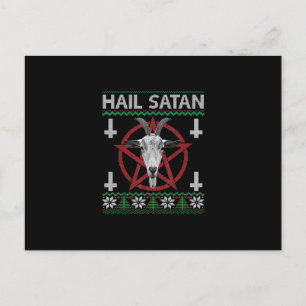 Cartes Pour Fêtes Annuelles Vive Satan Tête de Chèvre Pentagramme Drôle Satani
