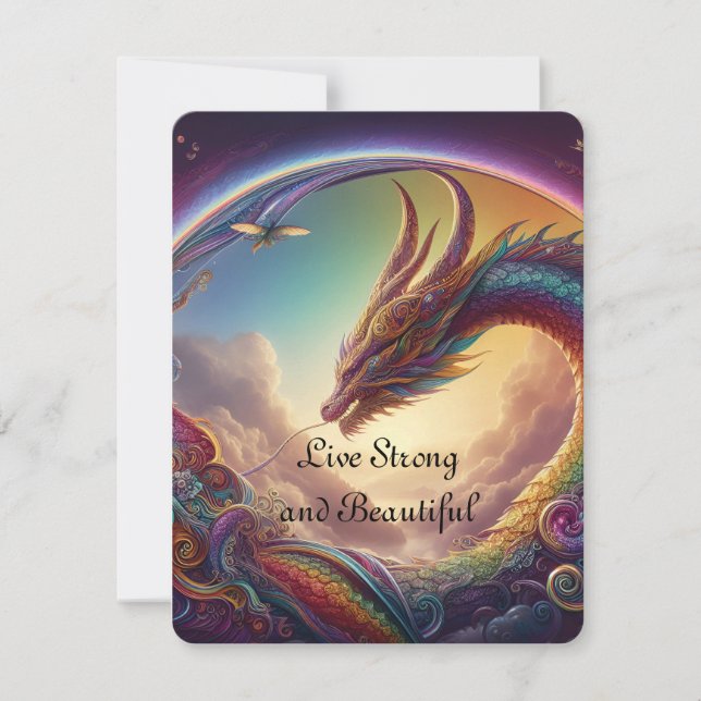 Cartes Pour Fêtes Annuelles Vivez fort et beau Dragon Rainbow (Devant)