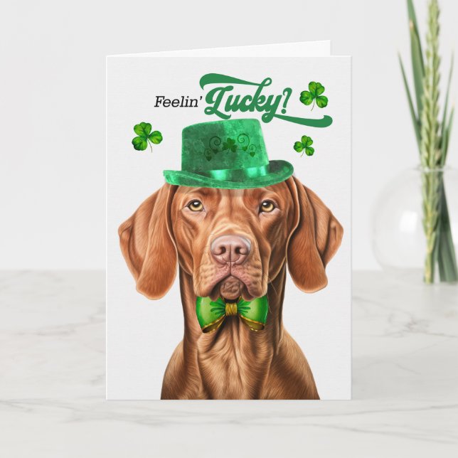 Cartes Pour Fêtes Annuelles Vizsla Chien Lucky St Patrick's Day (Devant)