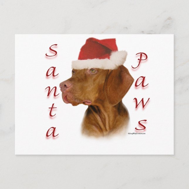 Cartes Pour Fêtes Annuelles Vizsla Père Noël Paws (Devant)