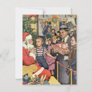 Cartes Pour Fêtes Annuelles Vœu de Noël vintage, garçon sur les genoux du Père