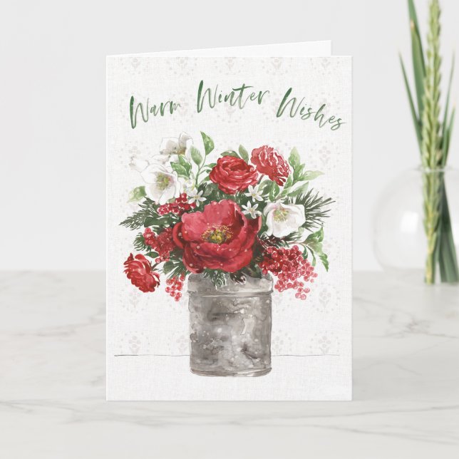 Cartes Pour Fêtes Annuelles Vœux chaleureux d'hiver (Devant)