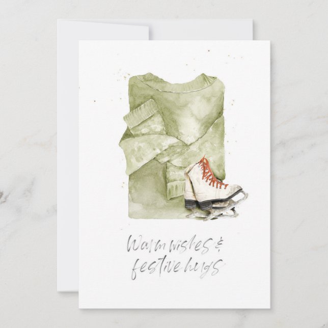 Cartes Pour Fêtes Annuelles Vœux chaleureux et calins de fête à l'aquarelle (Devant)