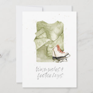 Cartes Pour Fêtes Annuelles Voeux chauds et Hugs Festifs Aquarelle