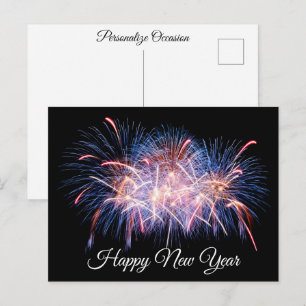 Cartes Pour Fêtes Annuelles Vœux de Bonne Année Affichage de Feux d'Artifice C