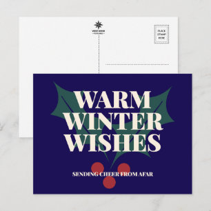 Cartes Pour Fêtes Annuelles Vœux de chaleureux hiver en typographie de houx