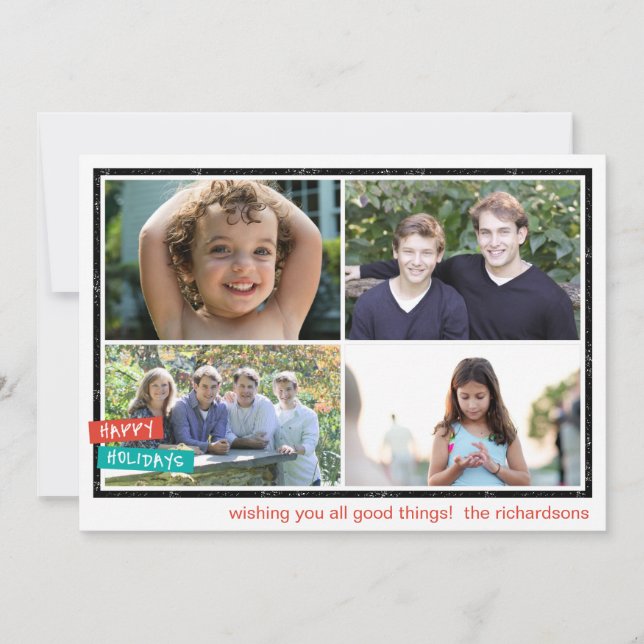 Cartes Pour Fêtes Annuelles Vœux de Fêtes x4 (Devant)