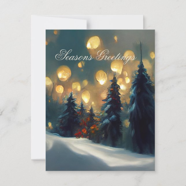 Cartes Pour Fêtes Annuelles Vœux de fin d'année - Forêt enneigée paisible (Devant)