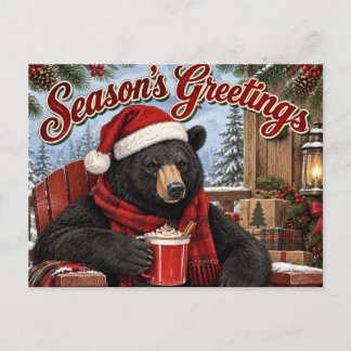 Cartes Pour Fêtes Annuelles Vœux de fin d'année Ours noir buvant du cidre