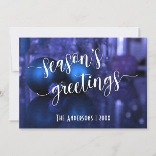 Cartes Pour Fêtes Annuelles Vœux de la saison avec boules de verre bleues et v