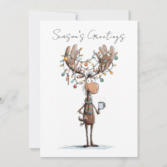 Cartes Pour Fêtes Annuelles Vœux de la saison avec élan (Devant)