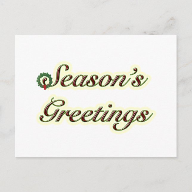Cartes Pour Fêtes Annuelles Vœux de la saison Texte simple avec couronne (Devant)