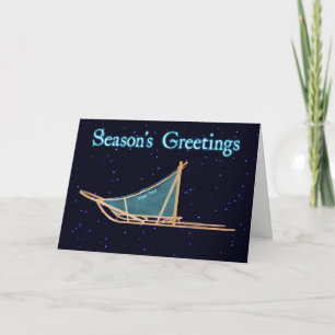 Cartes Pour Fêtes Annuelles Vœux de la saison - Traîneau à chiens