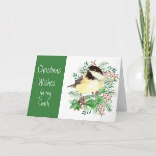 Cartes Pour Fêtes Annuelles Voeux de Noël Chickadee Oiseau Entraîneur