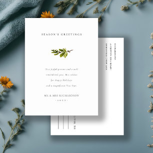 Cartes Pour Fêtes Annuelles Vœux de Noël de branche de pin minimale