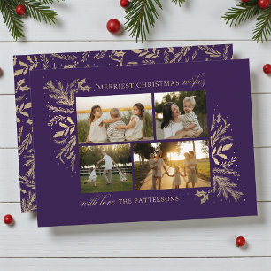 Cartes Pour Fêtes Annuelles Vœux de Noël les plus joyeux Violet Or 4 Photo