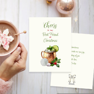 Cartes Pour Fêtes Annuelles Vœux de Noël Meilleure Amie Tasse en Cuivre