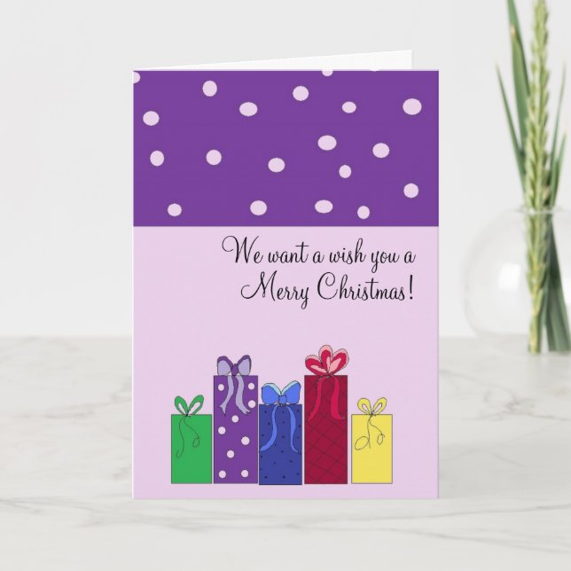 Cartes Pour Fêtes Annuelles Voeux de Noël Pois violet (Devant)