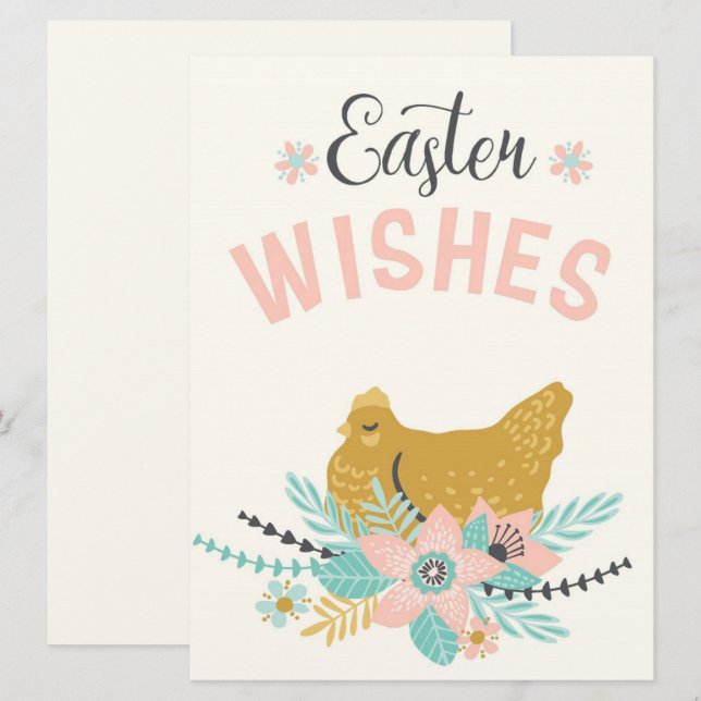 Cartes Pour Fêtes Annuelles Vœux de Pâques  (Devant / Derrière)