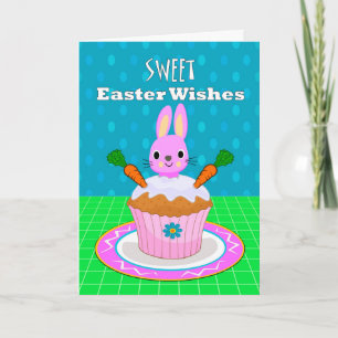Cartes Pour Fêtes Annuelles Voeux de Pâques pour la petite-fille Carrot Cupcak