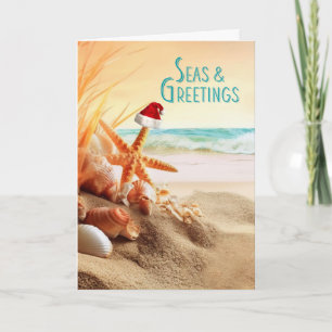Cartes Pour Fêtes Annuelles Vœux de saison sur le thème de la plage