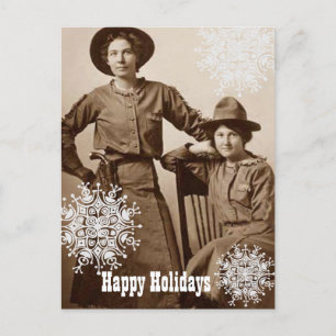 Cartes Pour Fêtes Annuelles Vœux de vacances des cow-girls et des flocons de n