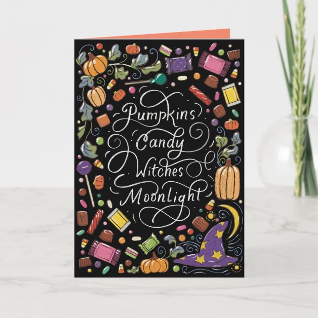 Cartes Pour Fêtes Annuelles Voeux Halloween à la main (Devant)