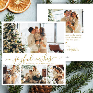 Cartes Pour Fêtes Annuelles Voeux Joyeux Script 4 Photo Collage Noël