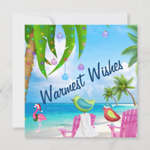 Cartes Pour Fêtes Annuelles Voeux les plus chauds Mignons Oiseaux Plage tropic