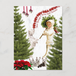 Cartes Pour Fêtes Annuelles Voeux vintages pour enfants et Westie pour Joyeux 