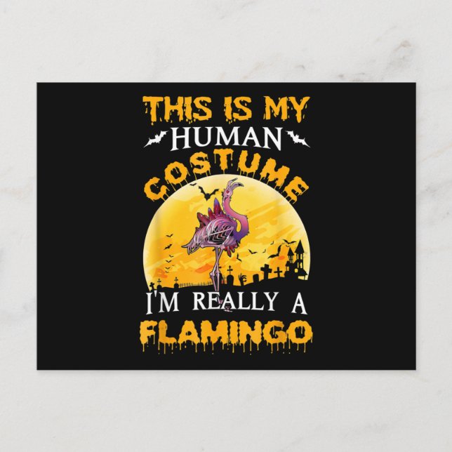 Cartes Pour Fêtes Annuelles Voici Mon Costume Humain Vraiment Flamant rose Hal (Devant)