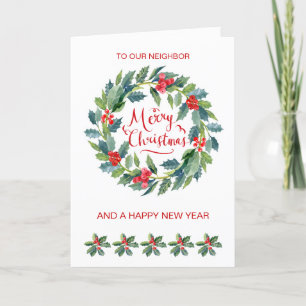 Cartes Pour Fêtes Annuelles Voisin, couronne de Noël
