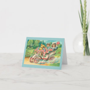 Cartes Pour Fêtes Annuelles Voiture à moteur Vintage de Pâques