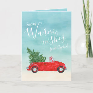 Cartes Pour Fêtes Annuelles Voiture rouge vintage Wi chaleureux de Floride Tro