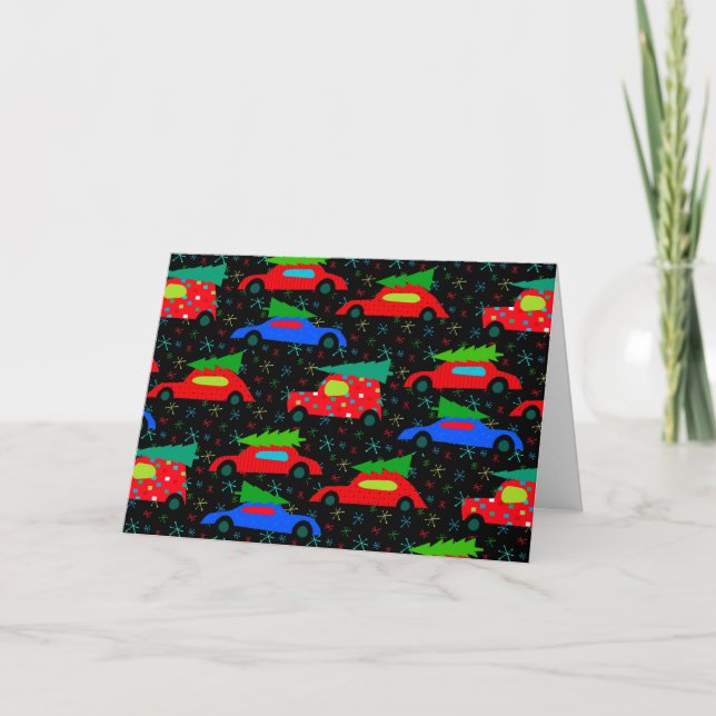 Cartes Pour Fêtes Annuelles Voitures de Noël (Devant)