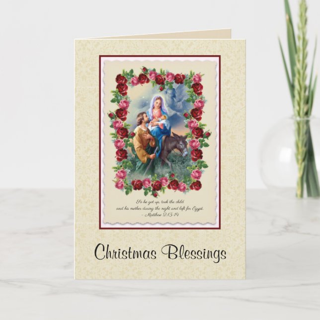 Cartes Pour Fêtes Annuelles Vol dans Noël de roses de l'Egypte (Devant)