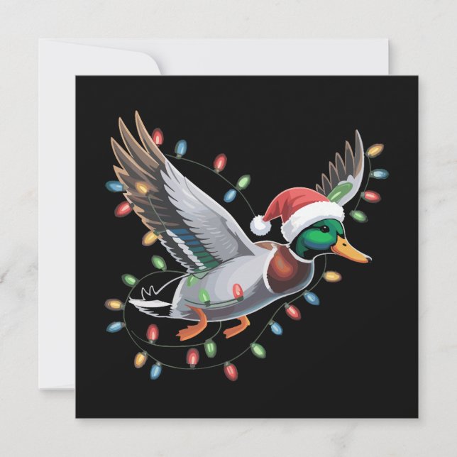 Cartes Pour Fêtes Annuelles Vol Père Noël Canard Noël Lumières Chasse (Devant)