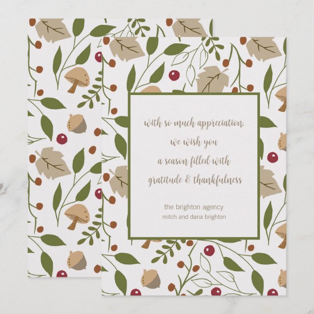 Cartes Pour Fêtes Annuelles Volage Rustique Automne Thanksgiving Gratitude (Devant / Derrière)
