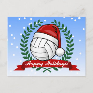 Cartes Pour Fêtes Annuelles Volley-ball avec un casquette de Noël sur mesure