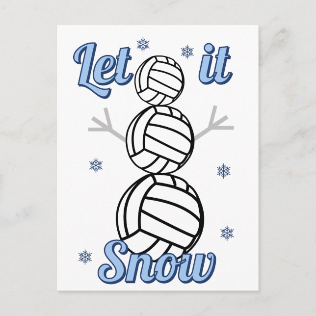 Cartes Pour Fêtes Annuelles Volleyball Snowman Let It Snow Postcard (Devant)