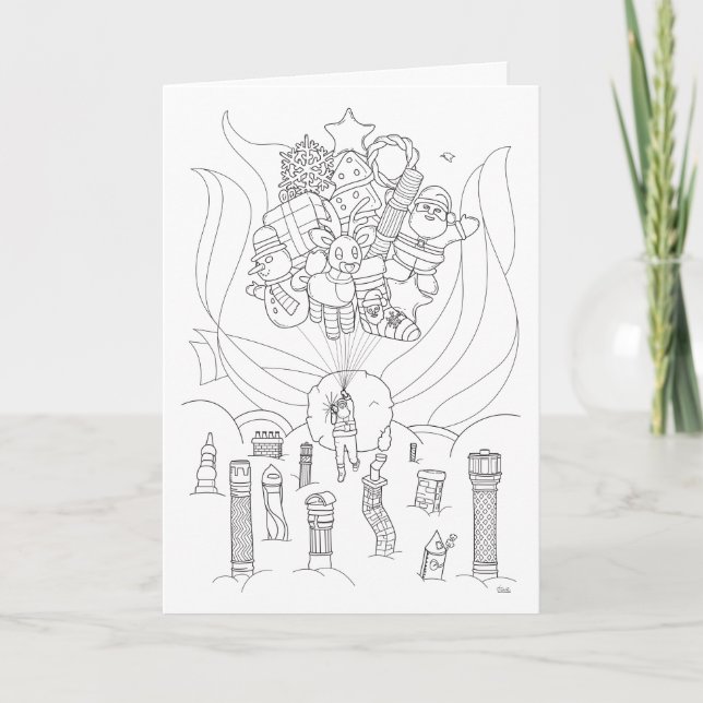 Cartes Pour Fêtes Annuelles Vols de Noël en ballon (Devant)